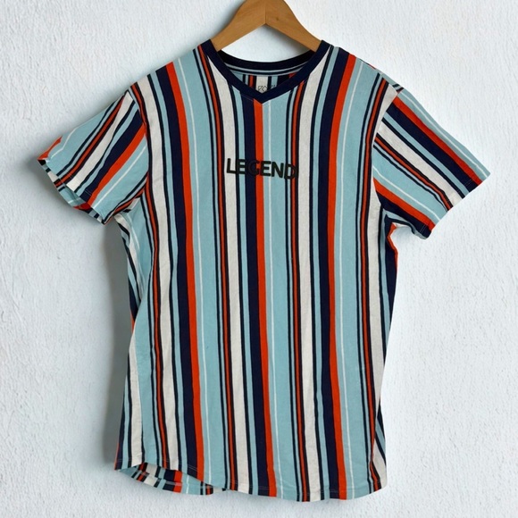 Vox Populi Other - Vox Populi For the People 100% Cotton Legend Striped V-Neck T-Shirt, M